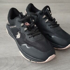 US Polo Assn Sport Womens Black Rose Gold Mesh Sneakers USPA All Trek 6.5